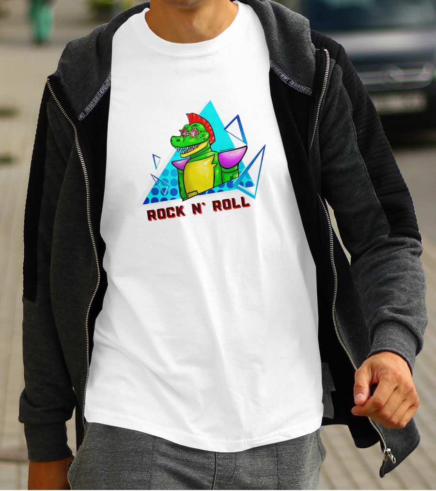 Monty Rock N' Roll Dinosaur With Star Shades And Mohawk T-Shirt