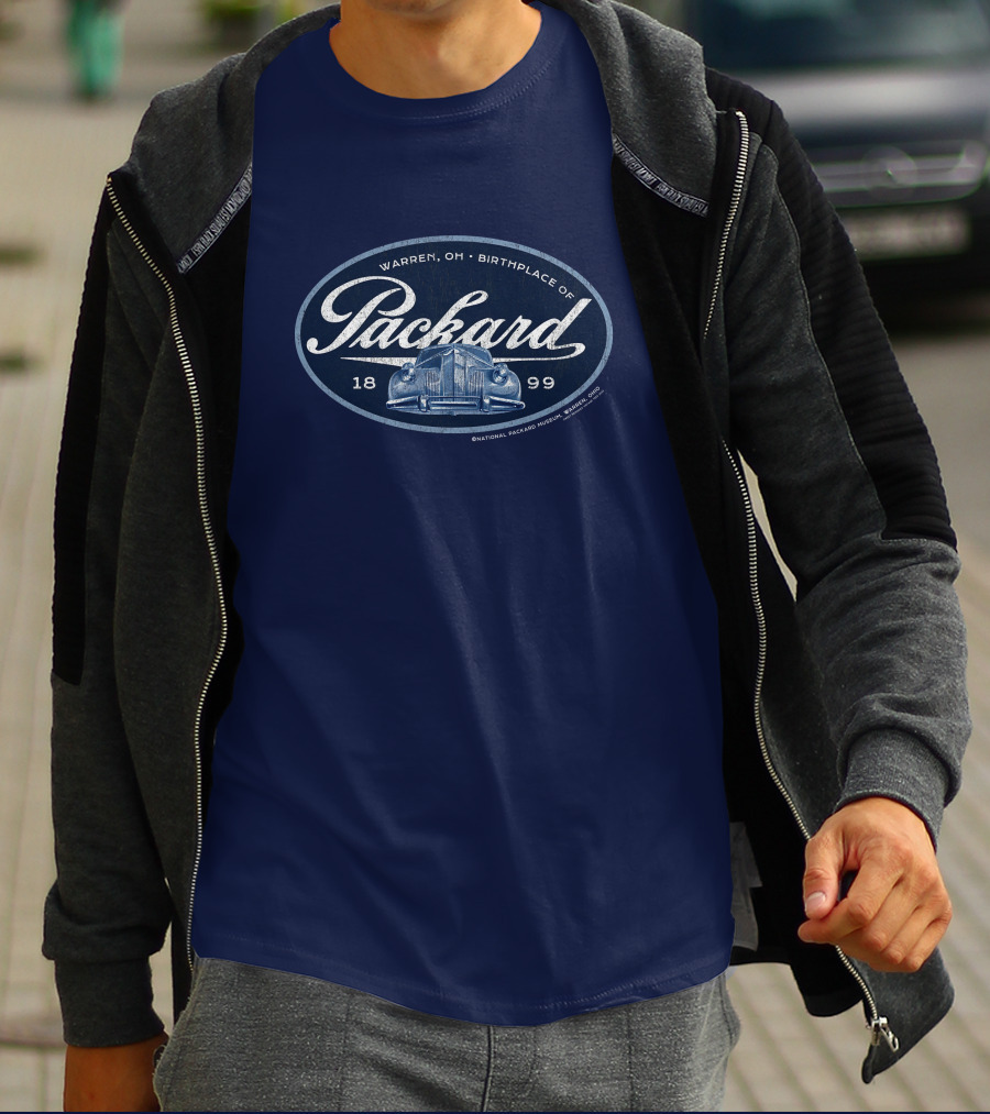 Warren OH Birthplace Of Packard 1899 Vintage Car Grill Navy Tonal T-Shirt