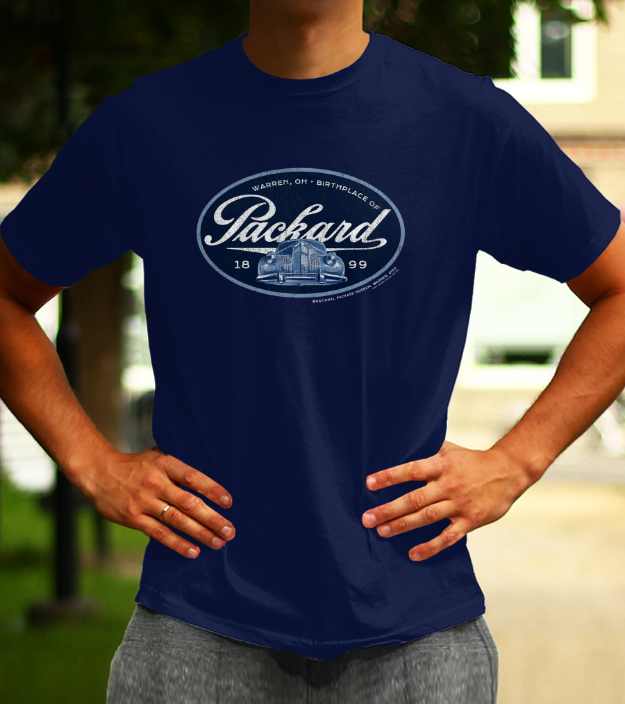 Warren OH Birthplace Of Packard 1899 Vintage Car Grill Navy Tonal T-Shirt
