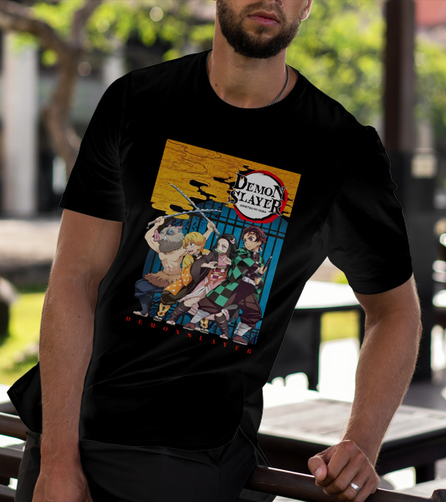 Demon Slayer Kimetsu No Yaiba Tanjiro Nezuko Zenitsu Inosuke Visual T-Shirt