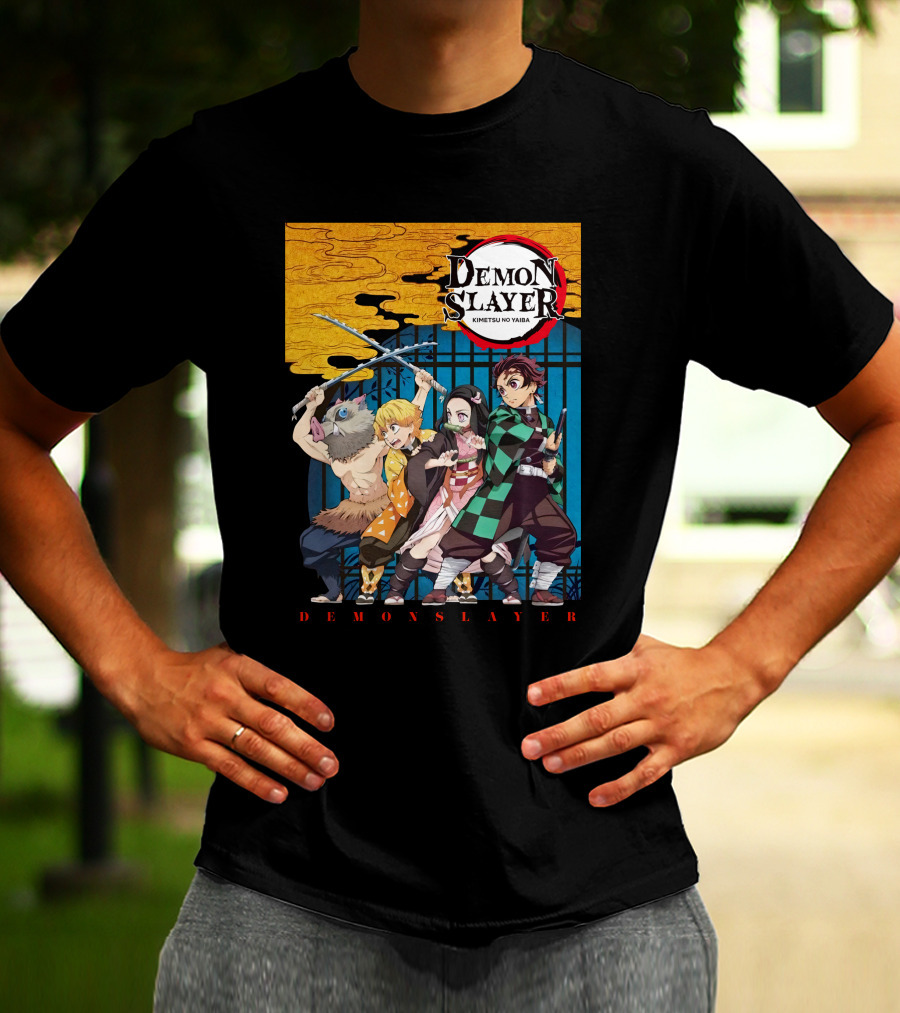 Demon Slayer Kimetsu No Yaiba Tanjiro Nezuko Zenitsu Inosuke Visual T-Shirt