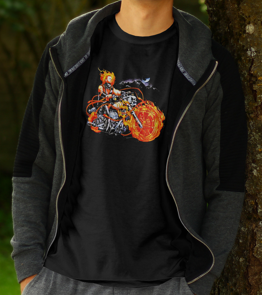 Hangman Adam Page Ghost Rider Flaming Motorcycle Mattmac1012 T-Shirt