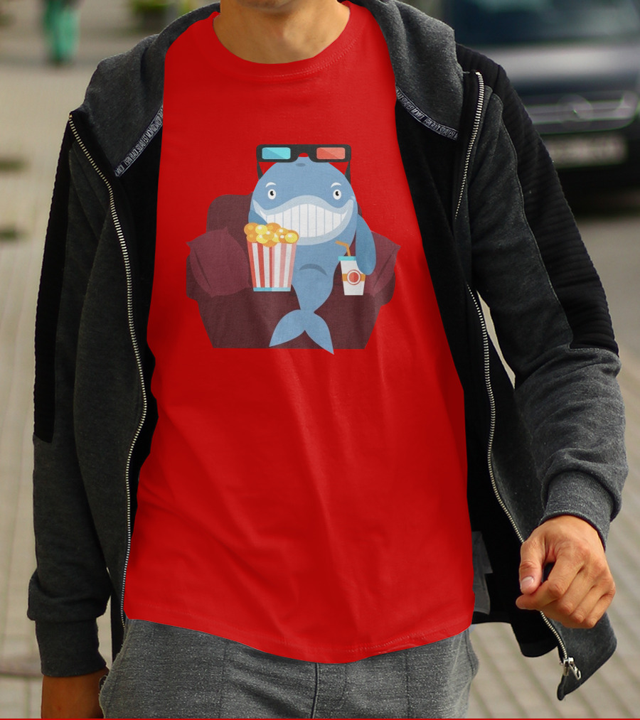 Pete G Whales Popcorn 3D Glasses Cinema T-Shirt