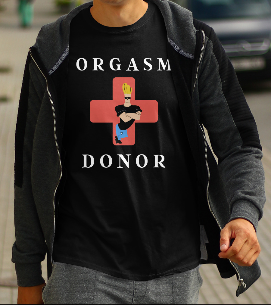 Orgasm Donor Johnny Bravo Van Partible Red Cross T-Shirt
