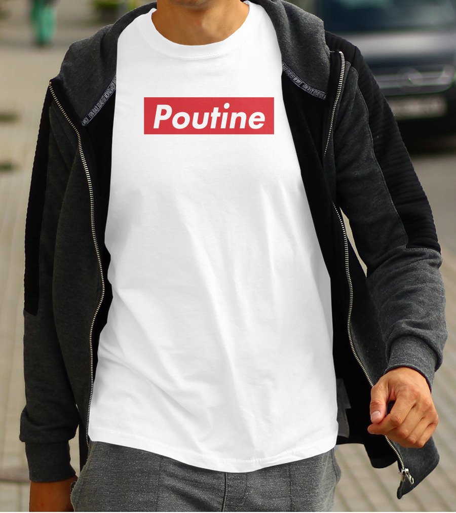 Main And Local Poutine Red Block Text T-Shirt
