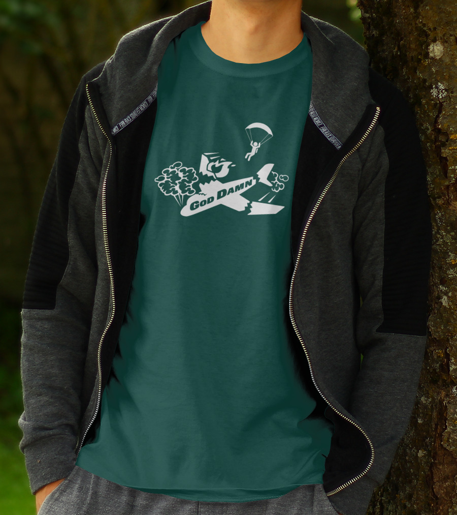 God Damn 3.0 Airplane Parachute Text Kfc T-Shirt