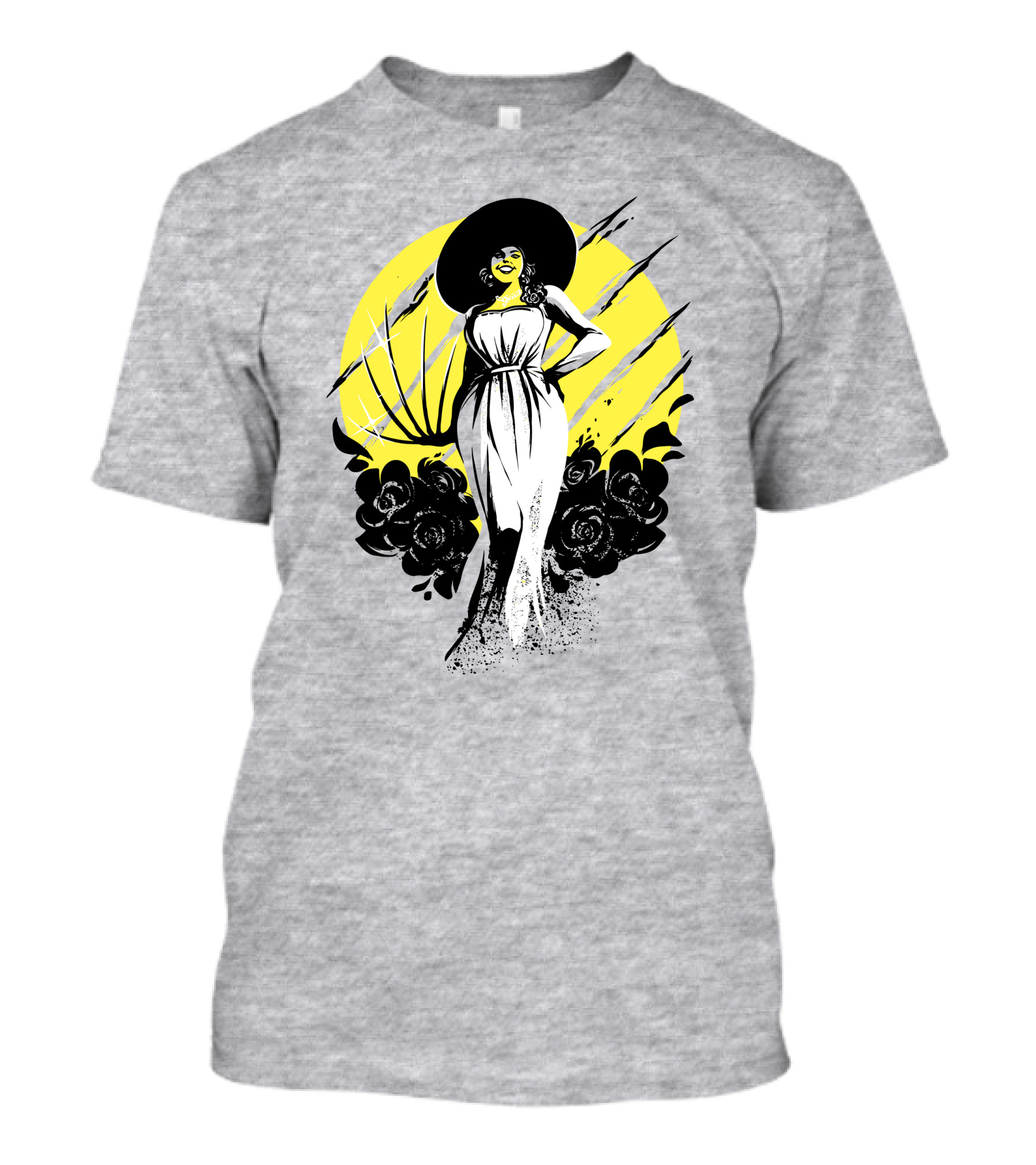 Fangamer Shop Resident Evil Lady Dimitrescu Iconic Yellow Backdrop Roses Claws T-Shirt