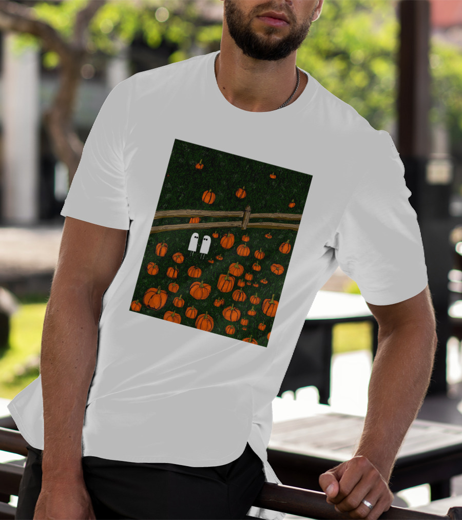 Nadiatheartist Shop Date Night Ghosts In Pumpkin Patch T-Shirt
