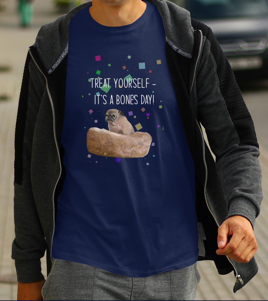 Treat Yourself It's A Bones Day NoodleThreadless Pug Confetti T-Shirt