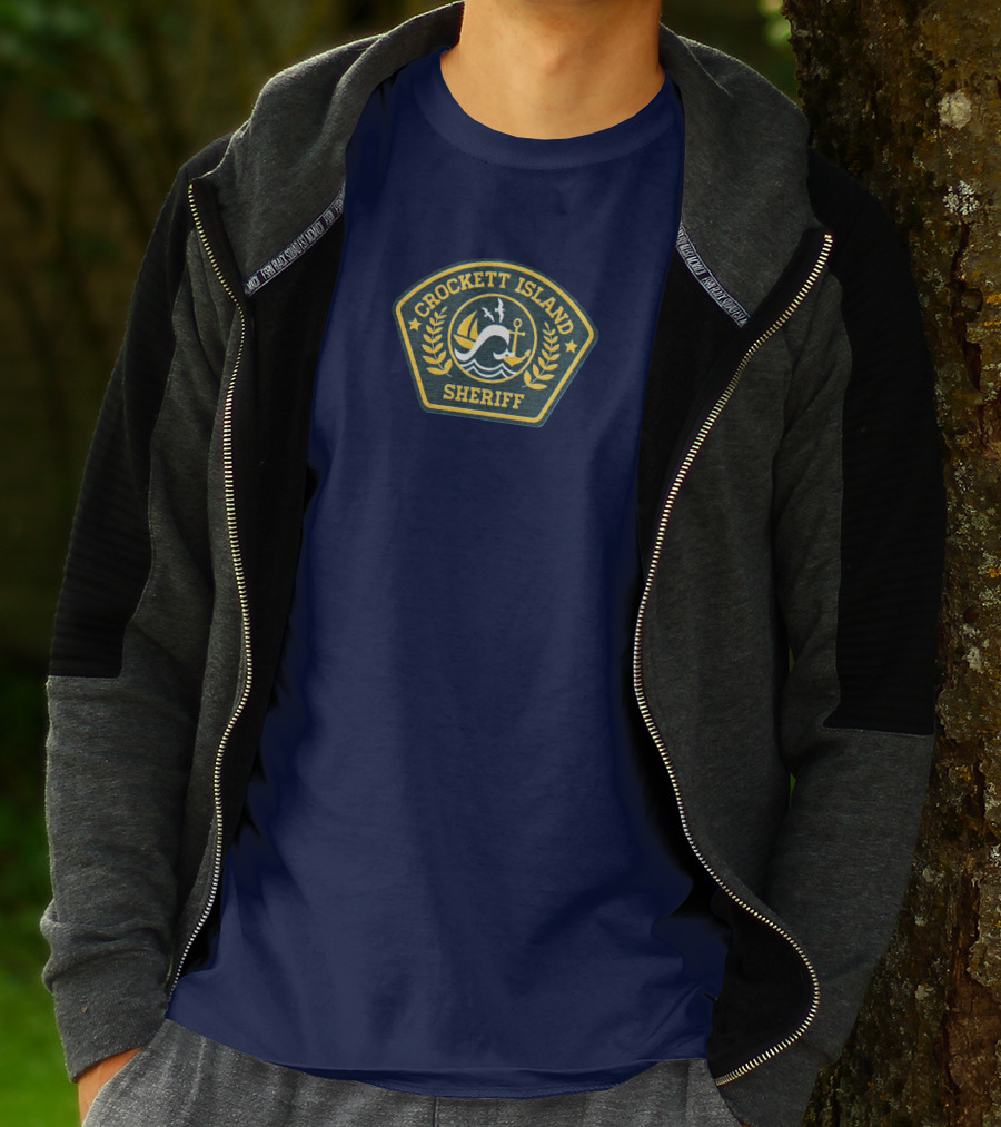 Crockett Island Sheriff Badge By Kevin McDermott Ocean Anchor Wave Emblem T-Shirt