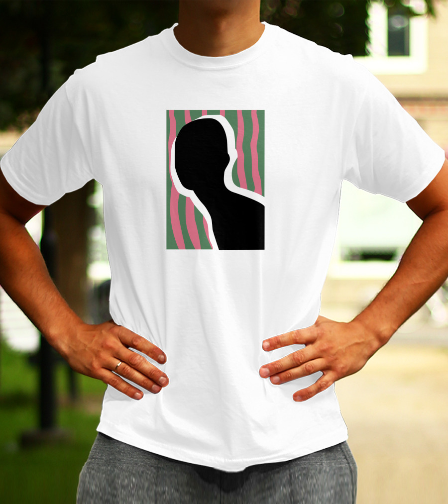 Everpress Shop Inner Talk Silhouette With Pink And Green Wavy Background T-Shirt