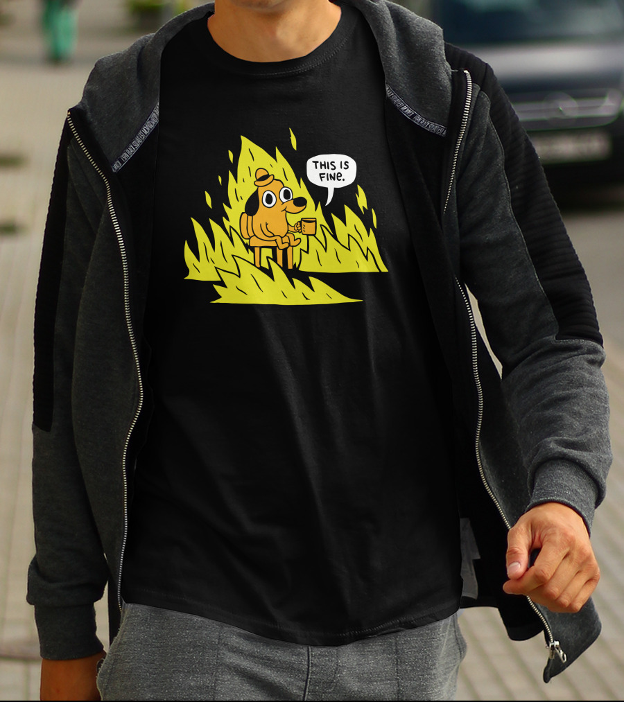 Topatoco Store This Is Fine Dog Meme Daniel Kibblesmith T-Shirt