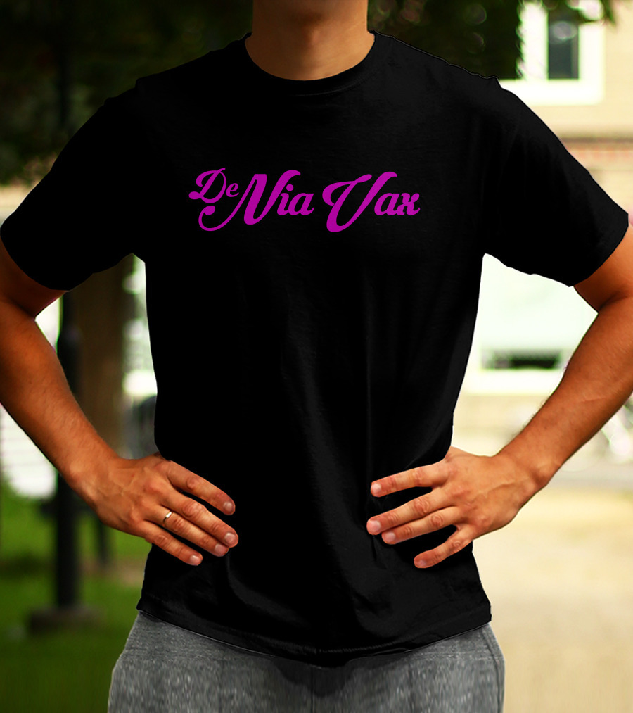 De Nia Vax Typography In Bold Pink Script T-Shirt