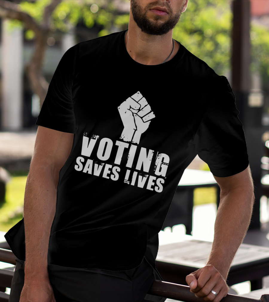 Rainy Studios Voting Saves Lives Fist Symbol Sam Aburime T-Shirt