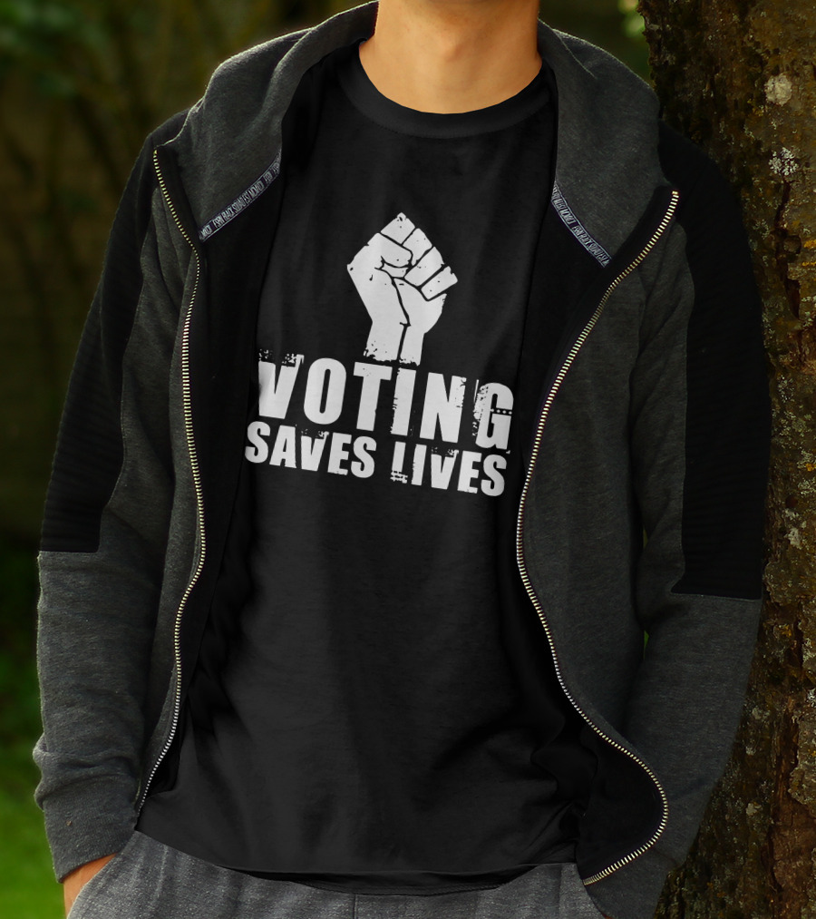 Rainy Studios Voting Saves Lives Fist Symbol Sam Aburime T-Shirt