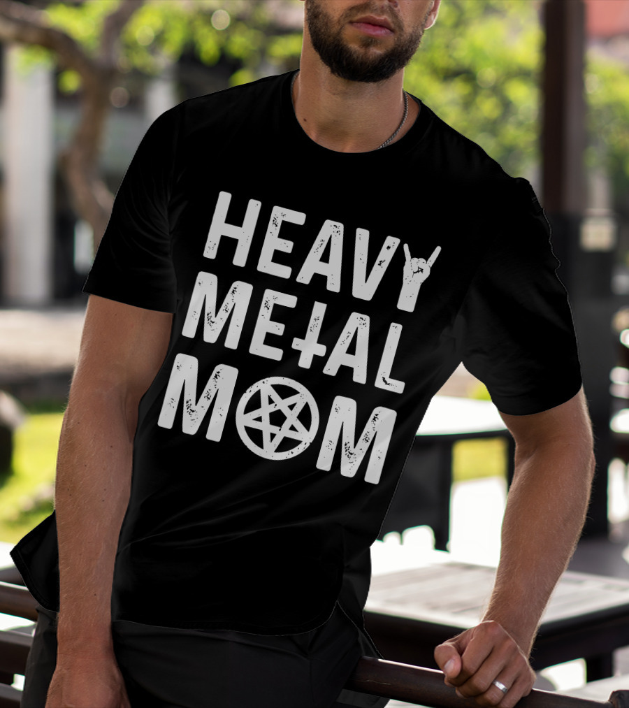 Heavy Metal Mom Cassandra L Thompson Cass Thomps13 Pentagram Rock Gesture T-Shirt