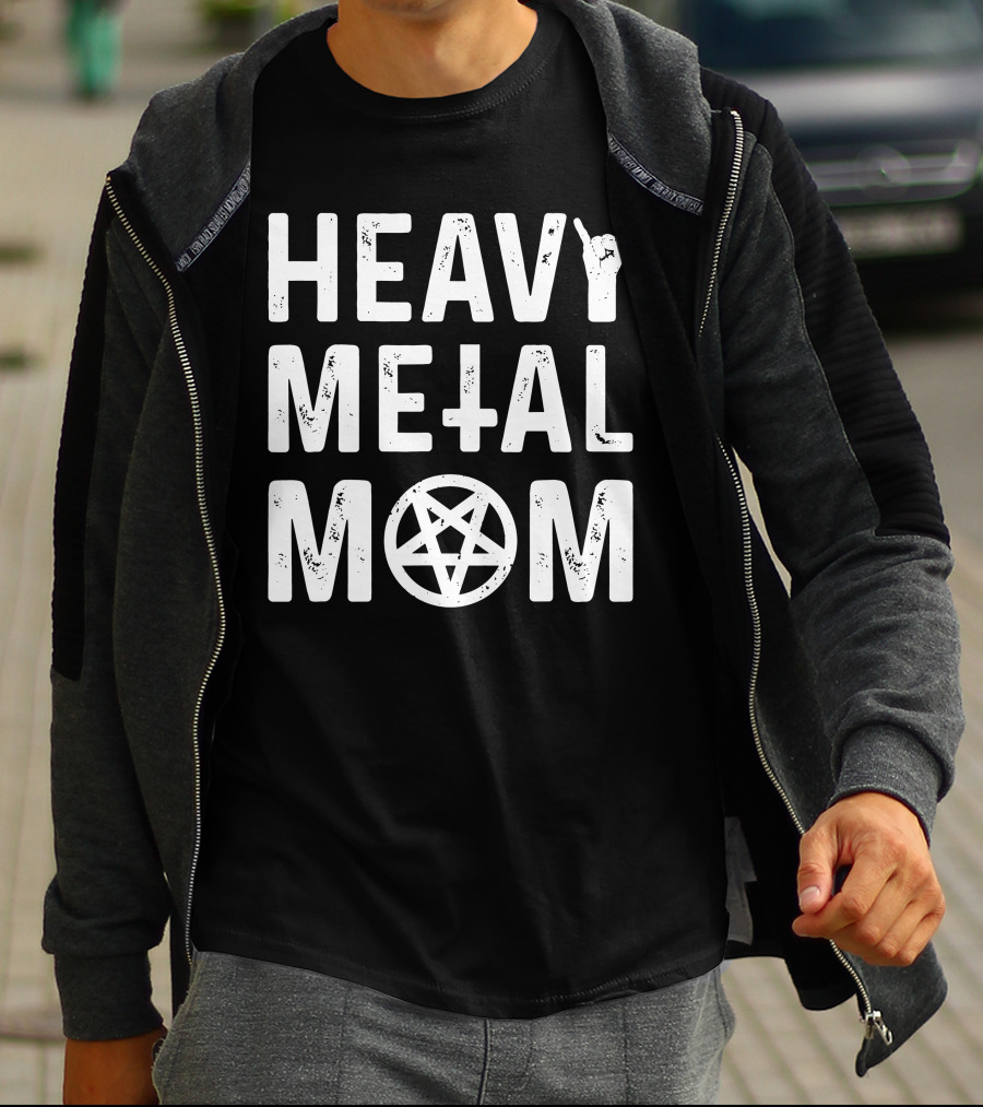 Heavy Metal Mom Cassandra L Thompson Cass Thomps13 Pentagram Rock Gesture T-Shirt