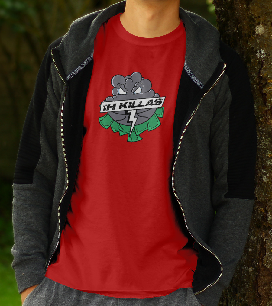 1H Killas Angry Cloud With Lightning And Money T-Shirt