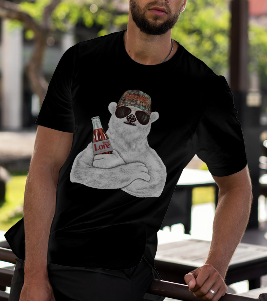 Crosswater Hardlore Polar Bear With Sunglasses And Soda Bottle T-Shirt