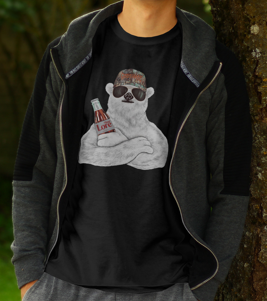 Crosswater Hardlore Polar Bear With Sunglasses And Soda Bottle T-Shirt
