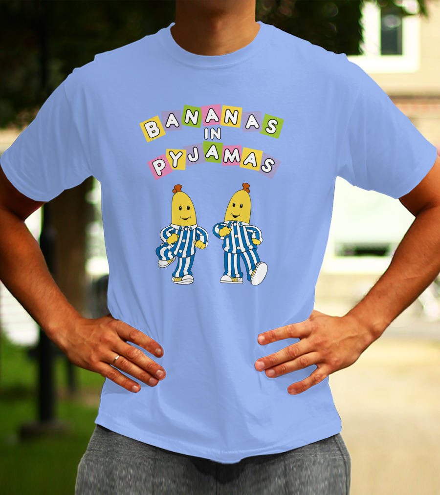 Bananas In Pyjamas Cartoon Characters In Blue And White Striped Outfits T-Shirt