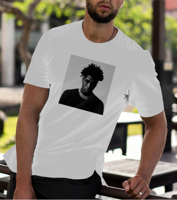 Youngboy Monochrome Portrait Black Sweater Chain T-Shirt