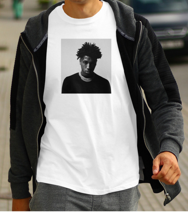 Youngboy Monochrome Portrait Black Sweater Chain T-Shirt
