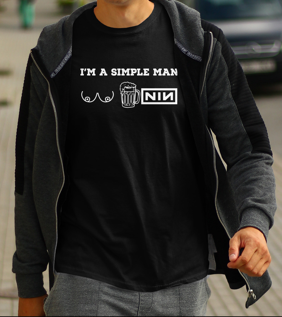 I'm A Simple Man I Like Beer Drums Guitar T-Shirt