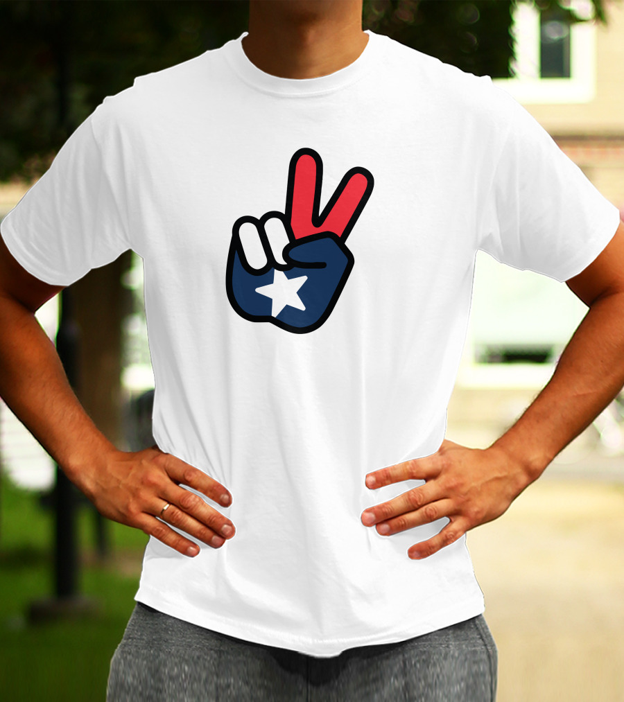 Peace Sign American Flag Star Gesture T-Shirt