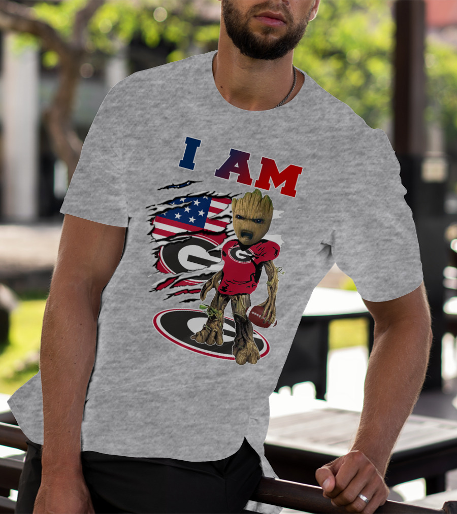 I Am Groot Bulldogs Georgia Football American Flag T-Shirt