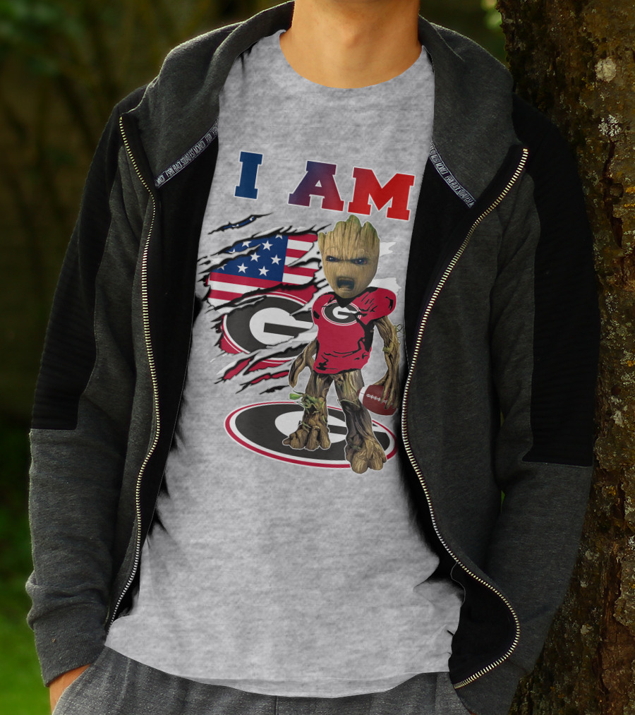 I Am Groot Bulldogs Georgia Football American Flag T-Shirt
