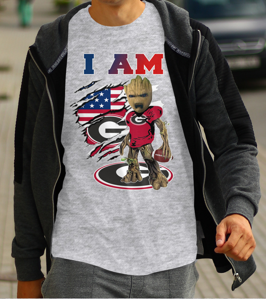I Am Groot Bulldogs Georgia Football American Flag T-Shirt