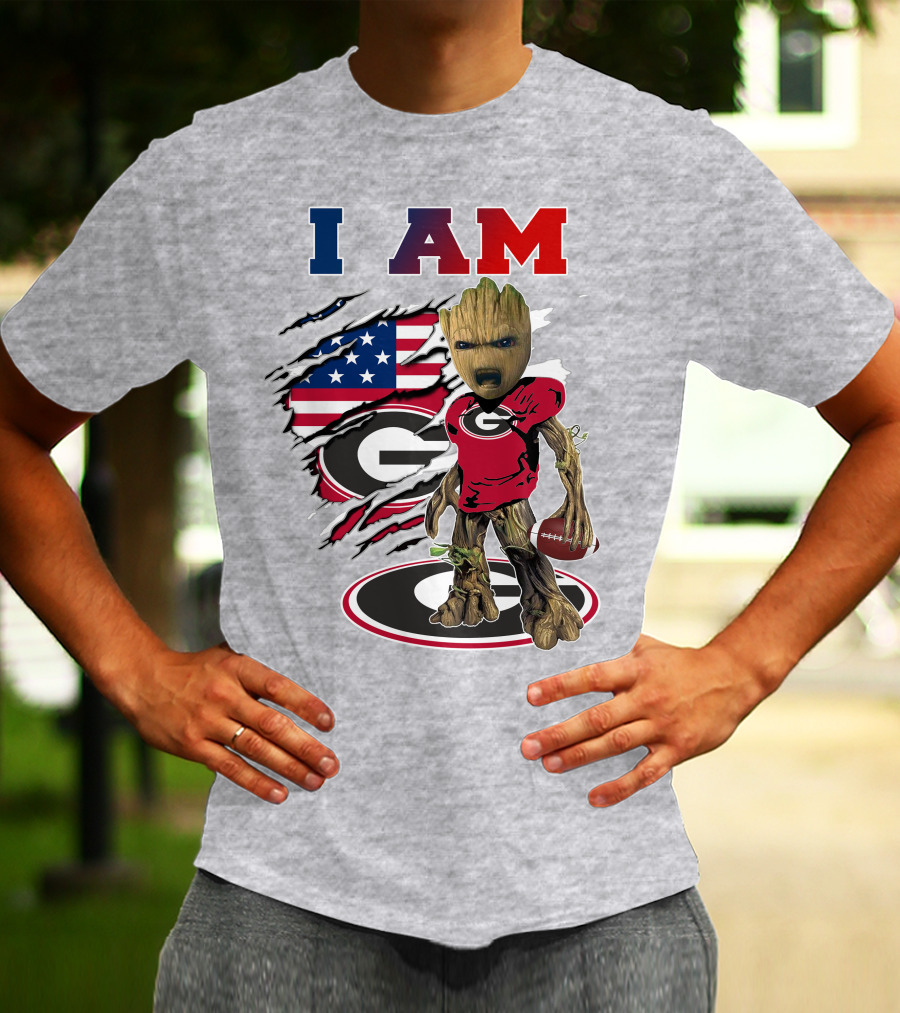 I Am Groot Bulldogs Georgia Football American Flag T-Shirt