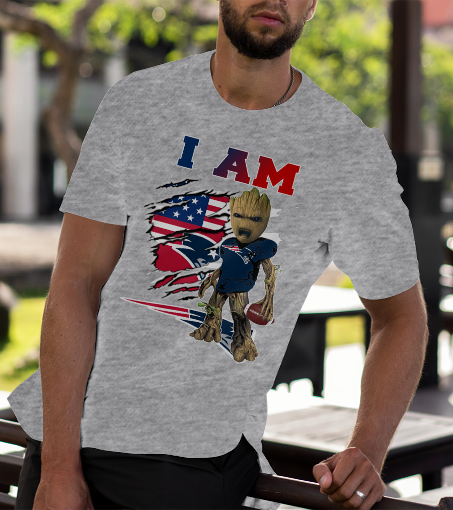I Am Patriots Baby Groot Football Fan T-Shirt