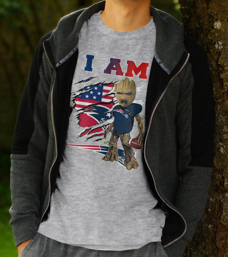 I Am Patriots Baby Groot Football Fan T-Shirt