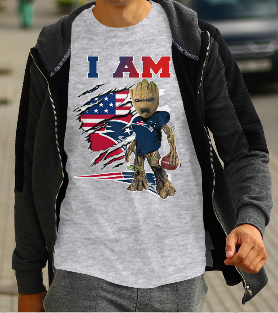 I Am Patriots Baby Groot Football Fan T-Shirt