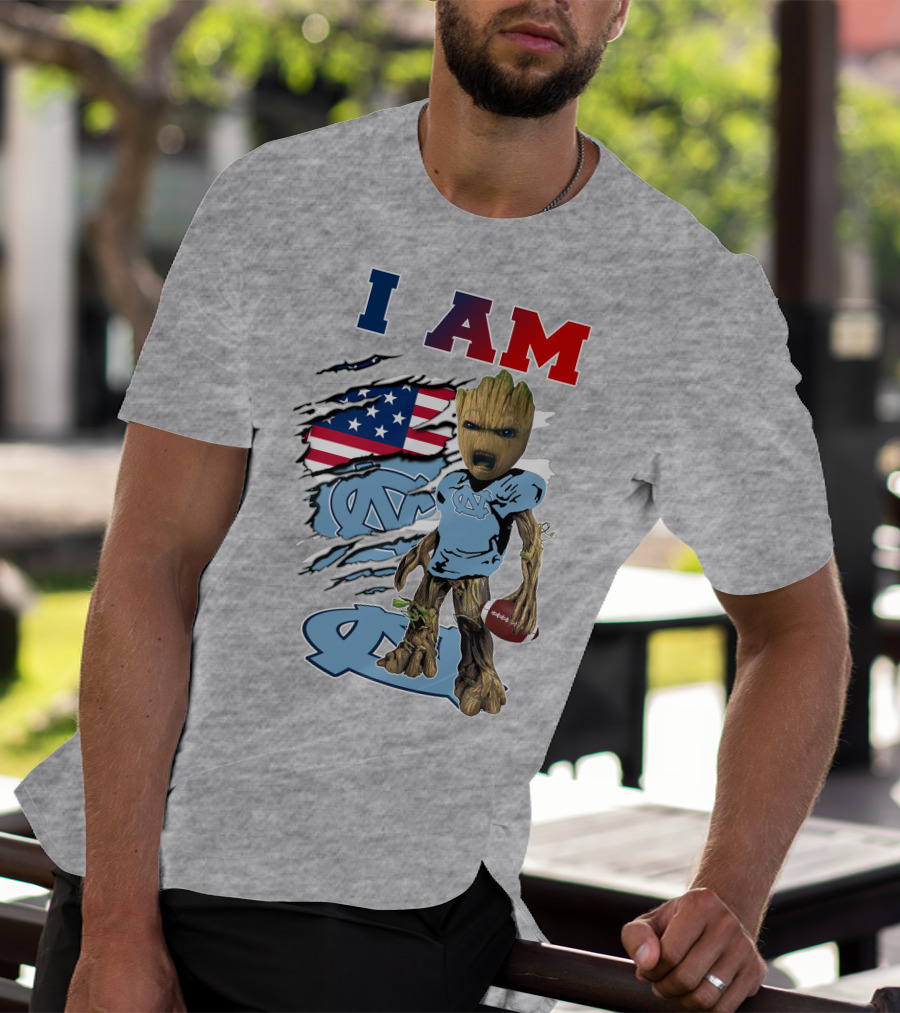 I Am Groot North Carolina Tar Heels Football USA Flag T-Shirt