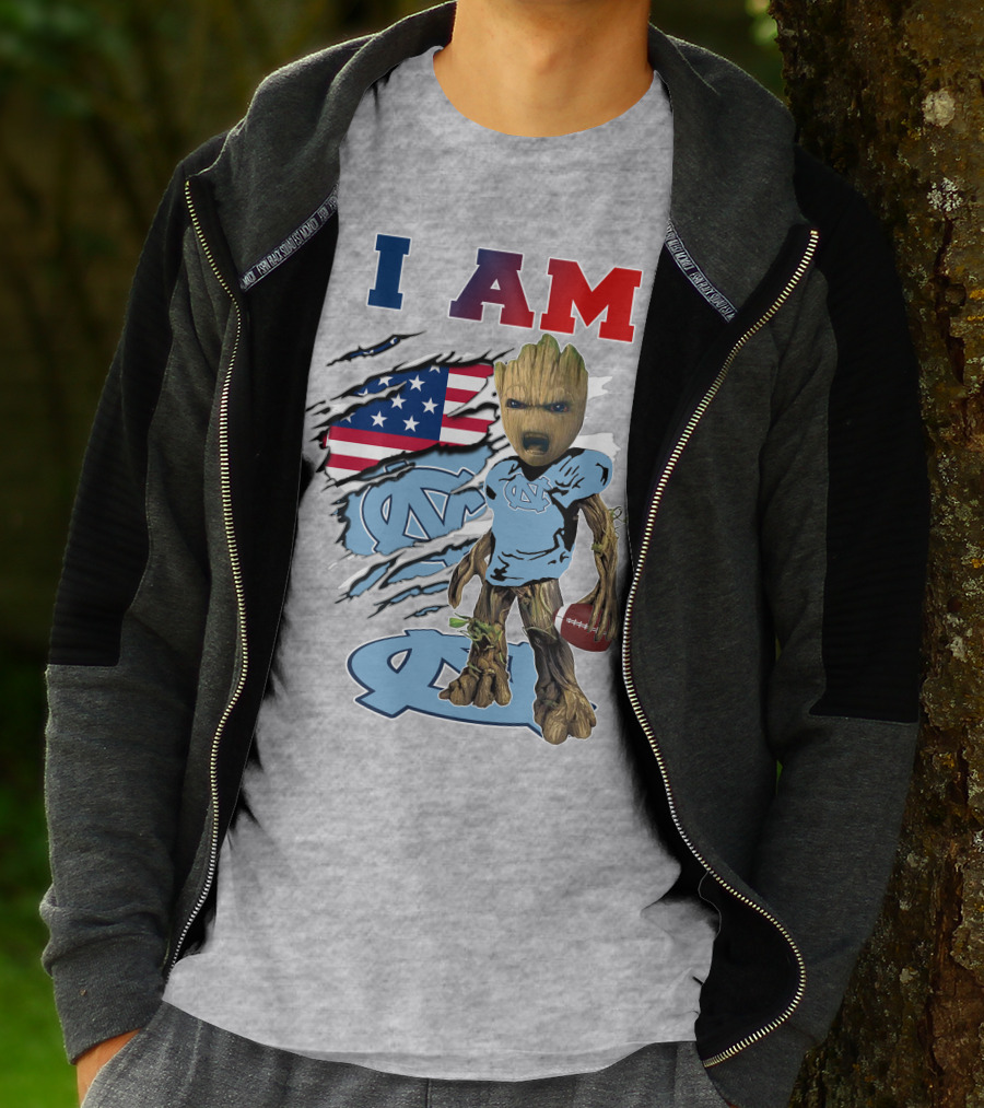 I Am Groot North Carolina Tar Heels Football USA Flag T-Shirt