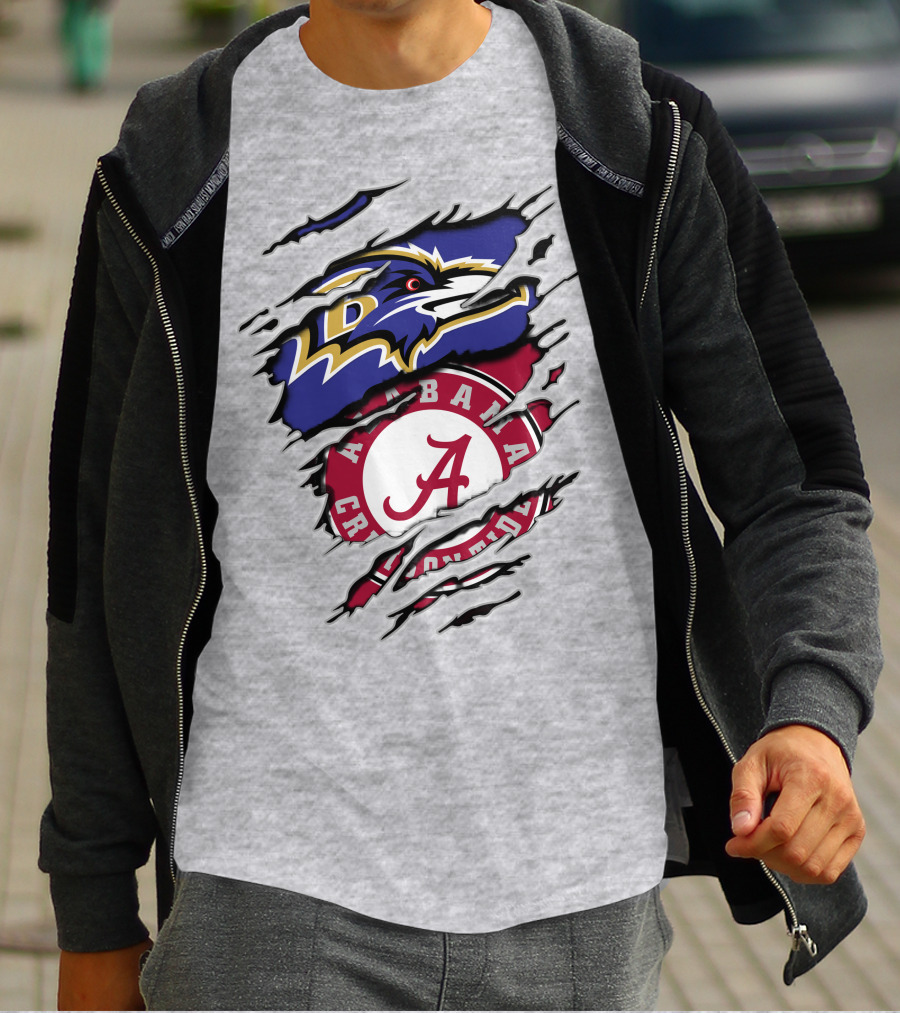 Baltimore Ravens Alabama Crimson Tide Logo Mashup T-Shirt