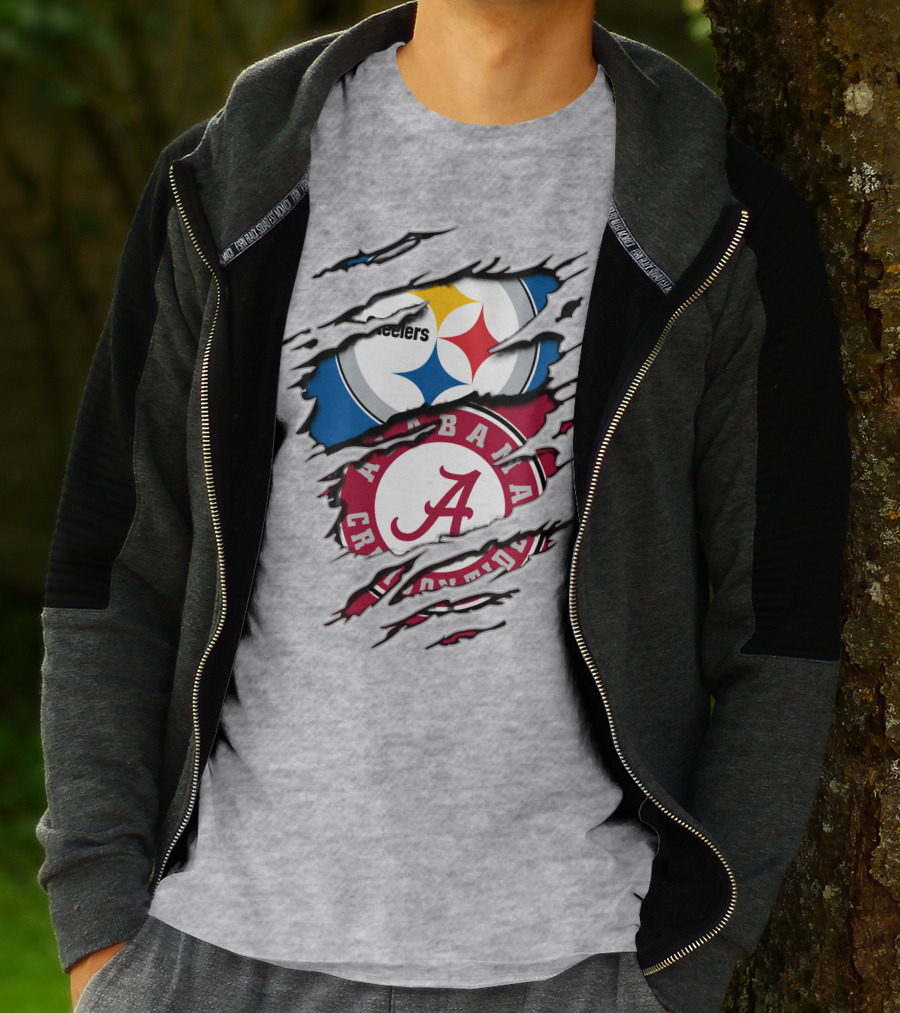 Alabama Crimson Tide Steelers Logo Crossover T-Shirt
