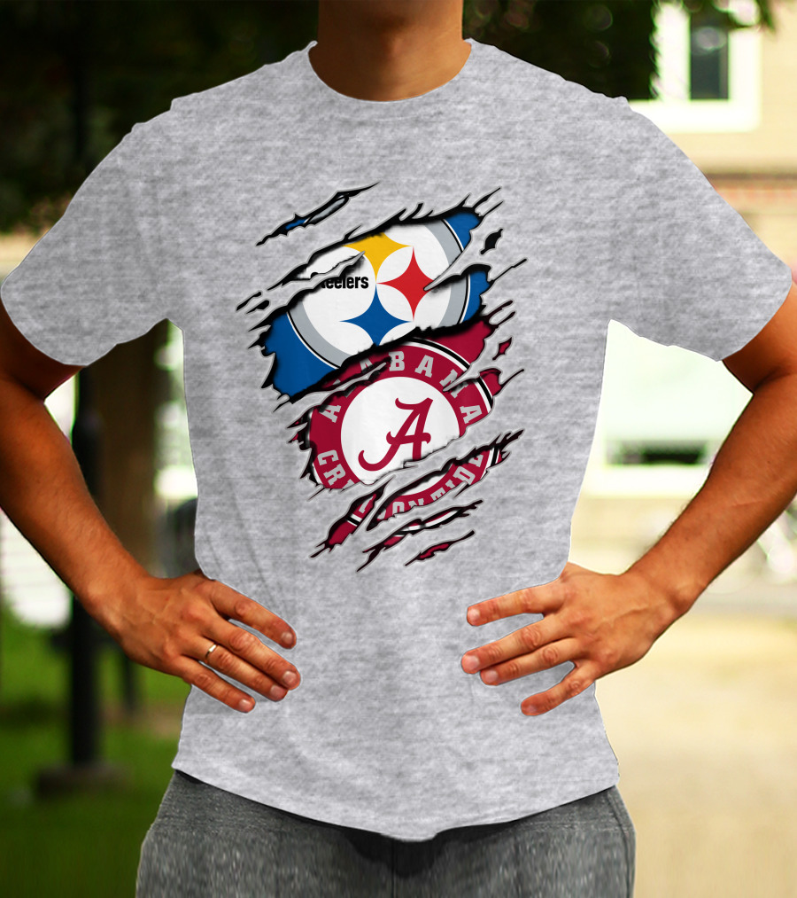 Alabama Crimson Tide Steelers Logo Crossover T-Shirt