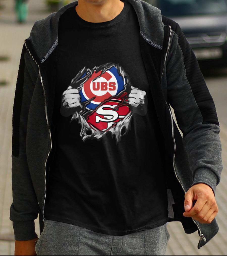 Cubs And 49ers Logos Fusion Tear T-Shirt