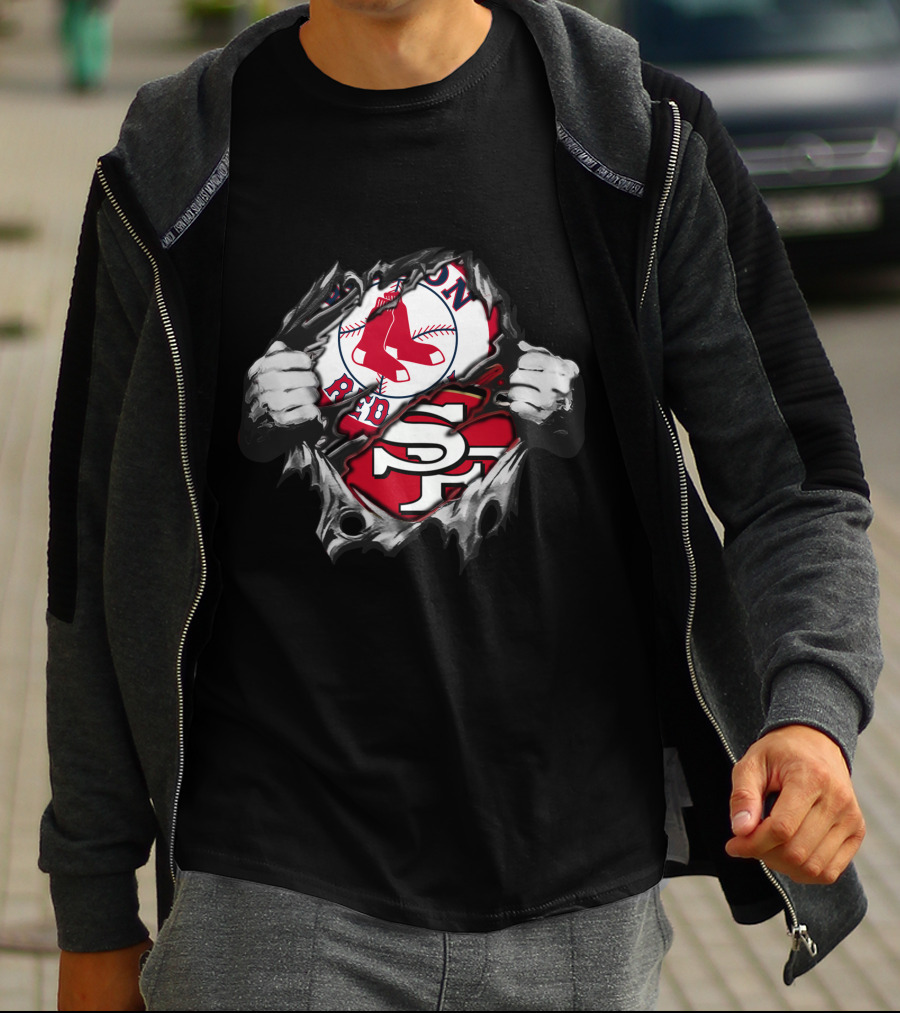 49ers Redsox Collaboration Dual Loyalty Sports Fan Fusion T-Shirt