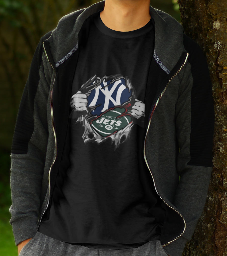 New York Yankees Jets Logo Fusion T-Shirt