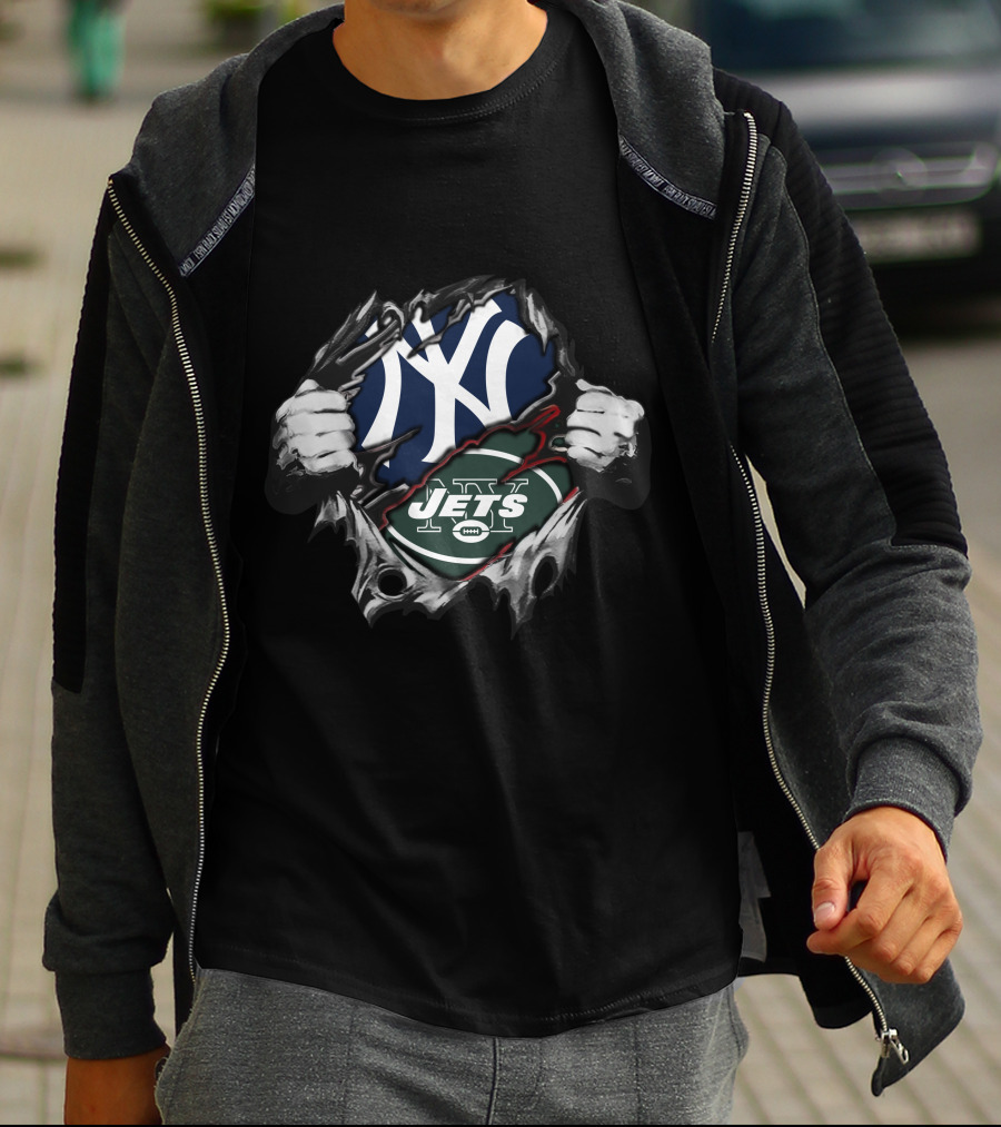 New York Yankees Jets Logo Fusion T-Shirt