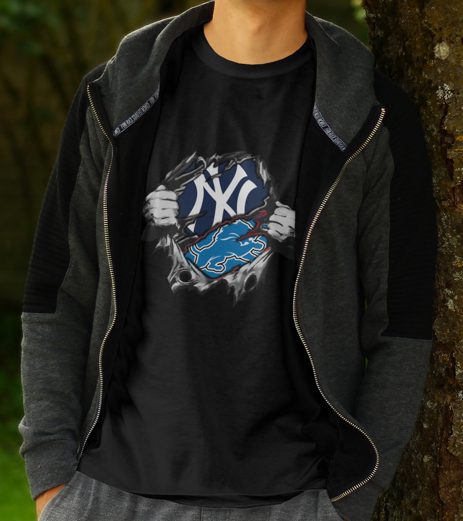 Yankees Lion Sports Fusion Logo Rip T-Shirt