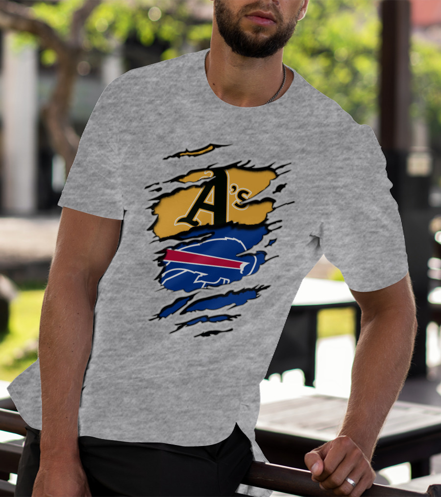 Buffalo Bills Oakland Athletics Mashup Tear T-Shirt