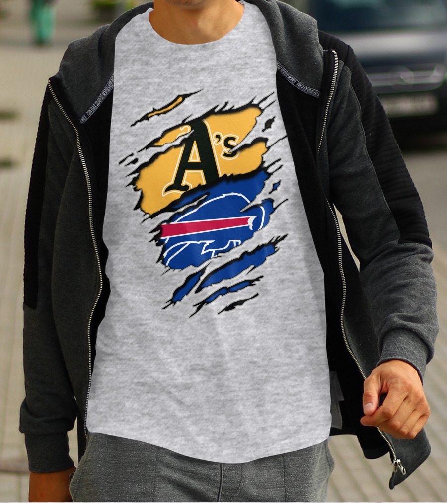 Buffalo Bills Oakland Athletics Mashup Tear T-Shirt