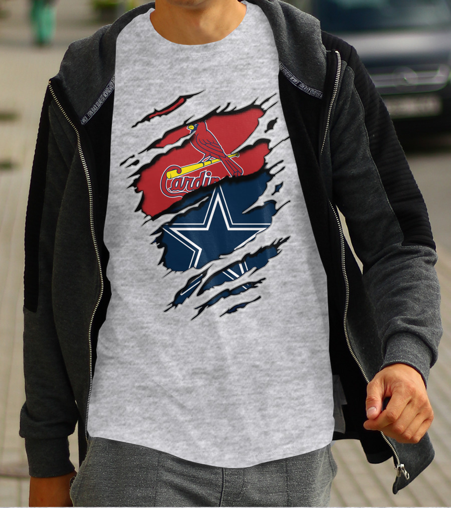 Cardinals And Cowboys Team Spirit Fusion T-Shirt