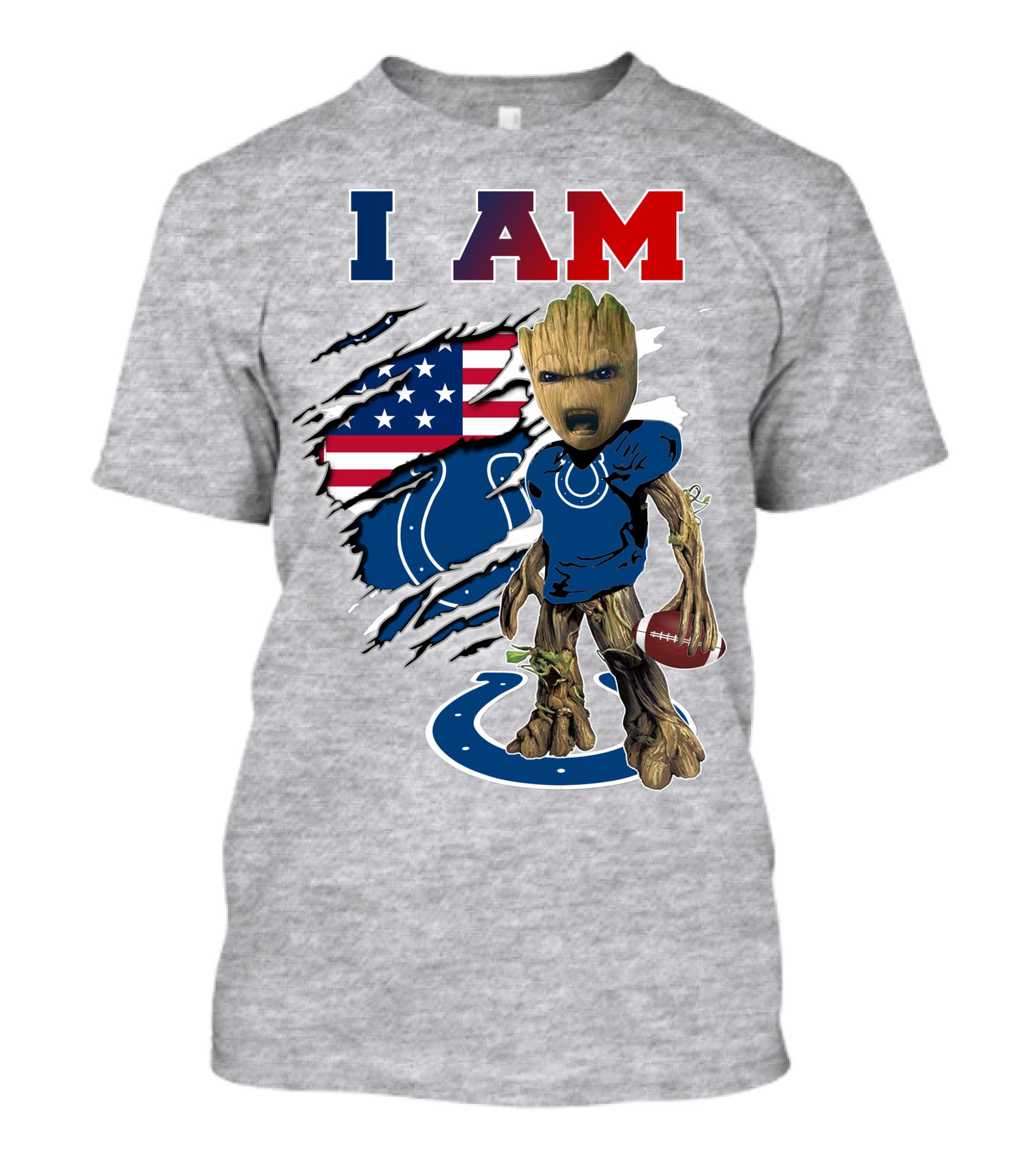 I Am Groot Colts NFL Football USA Flag T-Shirt